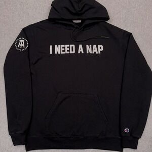 Champion Barstool Sports Hoodie Men's Medium Black I Need A‎ Nap Graphic
